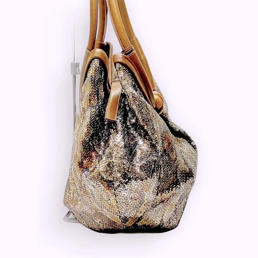 Auth Jimmy Choo Sequins Over Multicolor Python Print Diego Pac Hobo Bag